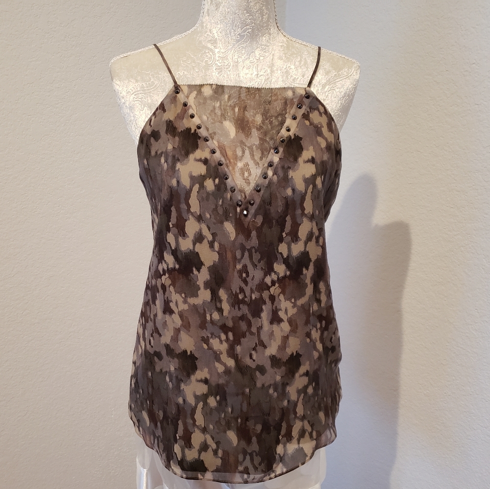 Camo silk top by Haute Hippie